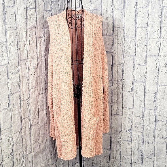 Sabrina Lauren Sweaters - SABRINA LAUREN Pink‎ Fluffy Long Cardigan XL